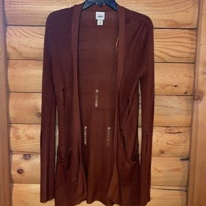 Buckle cardigan with destructive details, size small